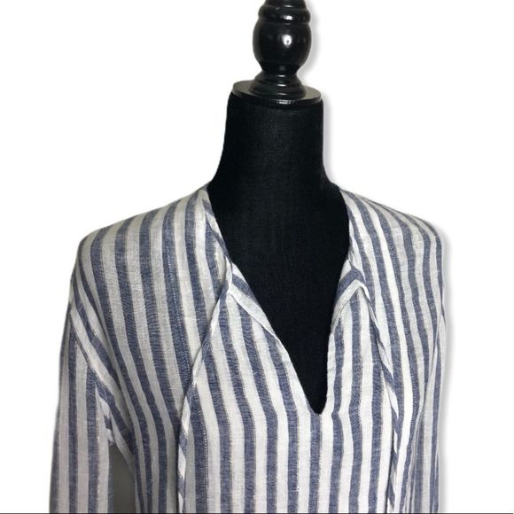 Rails Rio Blue White Stripe Nina Linen Blend Blouse NWT size XS - Picture 7 of 16